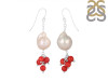 Pearl / Red Coral Beaded Earring BDD-3-171