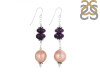 Biwa Pearl / Amethyst Beaded Earring BDD-3-179