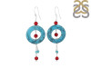 Stabilized Turquoise/CoralBeaded Earring BDD-3-41