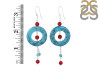 Stabilized Turquoise/CoralBeaded Earring BDD-3-41