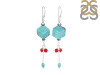 Stabilized Turquoise/CoralBeaded Earring BDD-3-55
