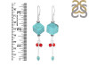 Stabilized Turquoise/CoralBeaded Earring BDD-3-55