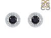 Black Tourmaline & White Topaz Stud Earring BLS-RDE-984.