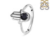 Black Tourmaline Hamsa Hand Ring BLS-RDR-2163.
