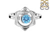 Blue Topaz Chakra & Crescent Moon Ring BTZ-RDR-2140.