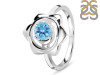 Blue Topaz Chakra & Crescent Moon Ring BTZ-RDR-2140.