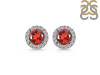 Garnet Stud Earring& White Topaz Stud Earring GAR-RDE-1259.