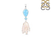 Larimar Blue-Topaz Biwa-Pearl Pendant-2SP LAR-1-1714