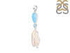 Larimar Blue-Topaz Biwa-Pearl Pendant-2SP LAR-1-1714