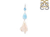 Larimar Blue-Topaz/Biwa-Pearl Pendant-2SP LAR-1-1745