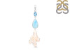 Larimar Blue-Topaz/Biwa-Pearl Pendant-2SP LAR-1-1750