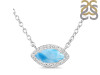 Larimar & White Topaz Necklace With Adjustable Slider Lock LAR-RN-61.