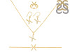 Pisces Zodiac Plain Silver Jewelry Set PS-RDR-3089/RDE-1495/RDB-181/RDC-19.