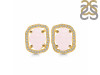 Rose Quartz Raw Crystal & White Topaz Stud Earring RSQ-RDE-1255.