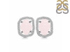 Rose Quartz Raw Crystal & White Topaz Stud Earring RSQ-RDE-1255.