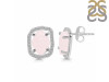 Rose Quartz Raw Crystal & White Topaz Stud Earring RSQ-RDE-1255.