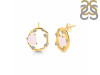 Rose Quartz Raw Crystal & White Topaz Stud Earring RSQ-RDE-1461.