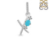 Turquoise & White Topaz Alphabet X Pendant TRQ-RDA-102.