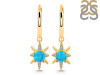Turquoise & White Topaz Hoop Earring TRQ-RDE-1470.