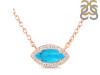 Turquoise & White Topaz Necklace With Adjustable Slider Lock TRQ-RN-61.