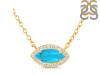 Turquoise & White Topaz Necklace With Adjustable Slider Lock TRQ-RN-61.