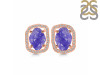 Tanzanite Raw Crystal & White Topaz Stud Earring TZN-RDE-1255.