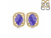 Tanzanite Raw Crystal & White Topaz Stud Earring TZN-RDE-1255.