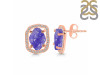 Tanzanite Raw Crystal & White Topaz Stud Earring TZN-RDE-1255.