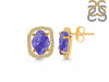 Tanzanite Raw Crystal & White Topaz Stud Earring TZN-RDE-1255.