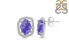 Tanzanite Raw Crystal & White Topaz Stud Earring TZN-RDE-1255.