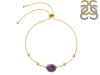 Amethyst Raw Crystal & White Topaz Bracelet With Adjustable Camera Lock AMT-RCYB-2-CAMERA-LOCK