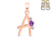 Amethyst & White Topaz Alphabet A Pendant AMT-RDA-1.