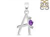 Amethyst & White Topaz Alphabet A Pendant AMT-RDA-1.