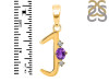 Amethyst & White Topaz Alphabet J Pendant AMT-RDA-10.