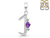 Amethyst & White Topaz Alphabet J Pendant AMT-RDA-10.