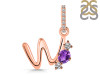 Amethyst & White Topaz Alphabet W Pendant AMT-RDA-101.