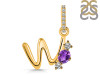 Amethyst & White Topaz Alphabet W Pendant AMT-RDA-101.