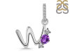 Amethyst & White Topaz Alphabet W Pendant AMT-RDA-101.