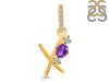 Amethyst & White Topaz Alphabet X Pendant AMT-RDA-102.