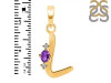 Amethyst & White Topaz Alphabet L Pendant AMT-RDA-12.