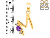 Amethyst & White Topaz Alphabet M Pendant AMT-RDA-13.