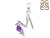 Amethyst & White Topaz Alphabet M Pendant AMT-RDA-13.