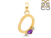 Amethyst & White Topaz Alphabet O Pendant AMT-RDA-15.