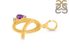 Amethyst & White Topaz Alphabet Q Pendant AMT-RDA-17.