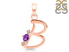 Amethyst & White Topaz Alphabet B Pendant AMT-RDA-2.