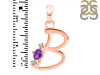 Amethyst & White Topaz Alphabet B Pendant AMT-RDA-2.