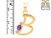 Amethyst & White Topaz Alphabet B Pendant AMT-RDA-2.