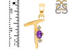 Amethyst & White Topaz Alphabet T Pendant AMT-RDA-20.