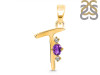 Amethyst & White Topaz Alphabet T Pendant AMT-RDA-20.