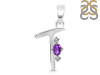 Amethyst & White Topaz Alphabet T Pendant AMT-RDA-20.